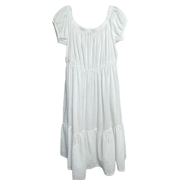 J. Crew Womens Off-The-Shoulder Swiss Dot Tired Beach Cover-up Dress White Large - Picture 9 of 9